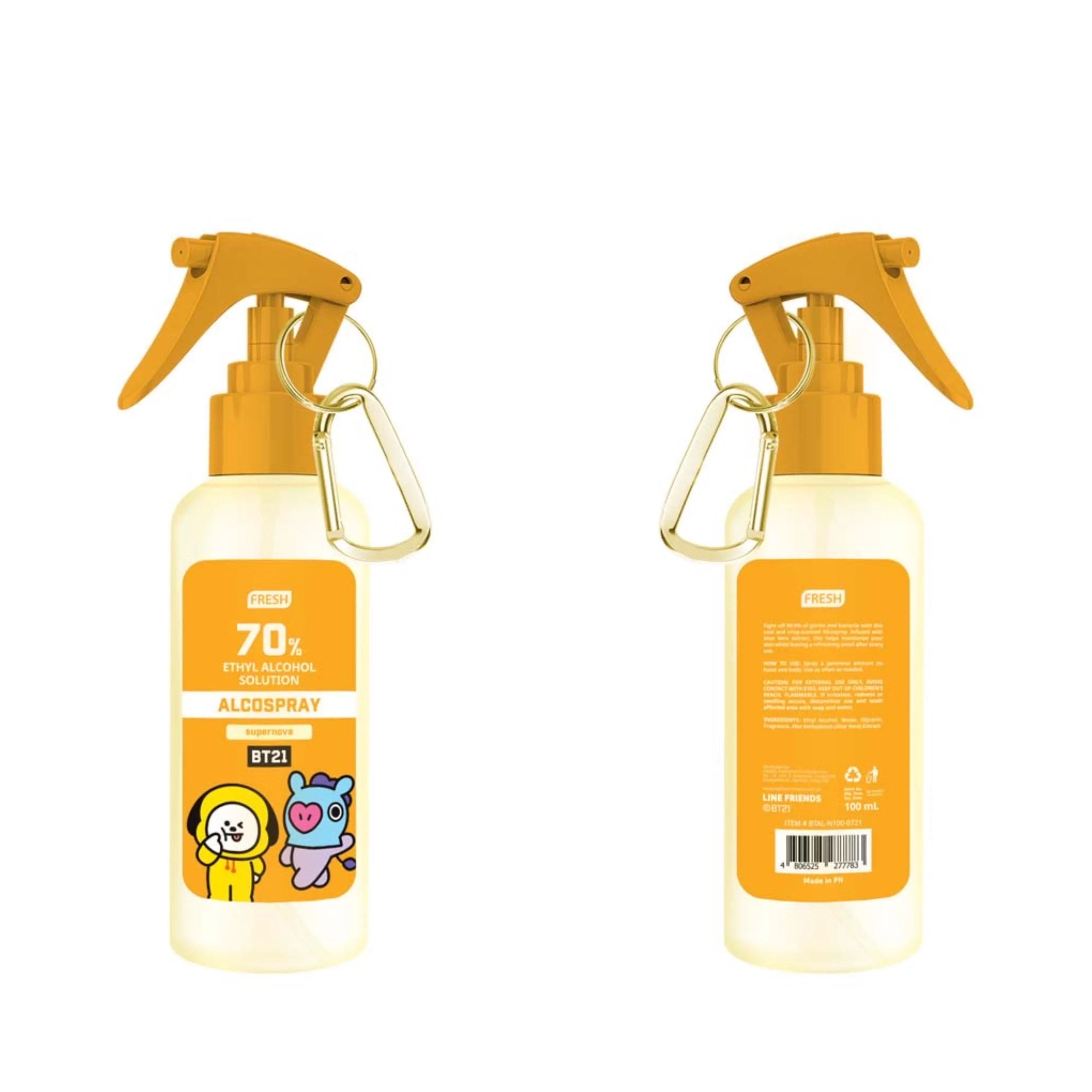 Fresh BT21 70% Ethyl Alcohol Solution Alcospray with Keychain 100m