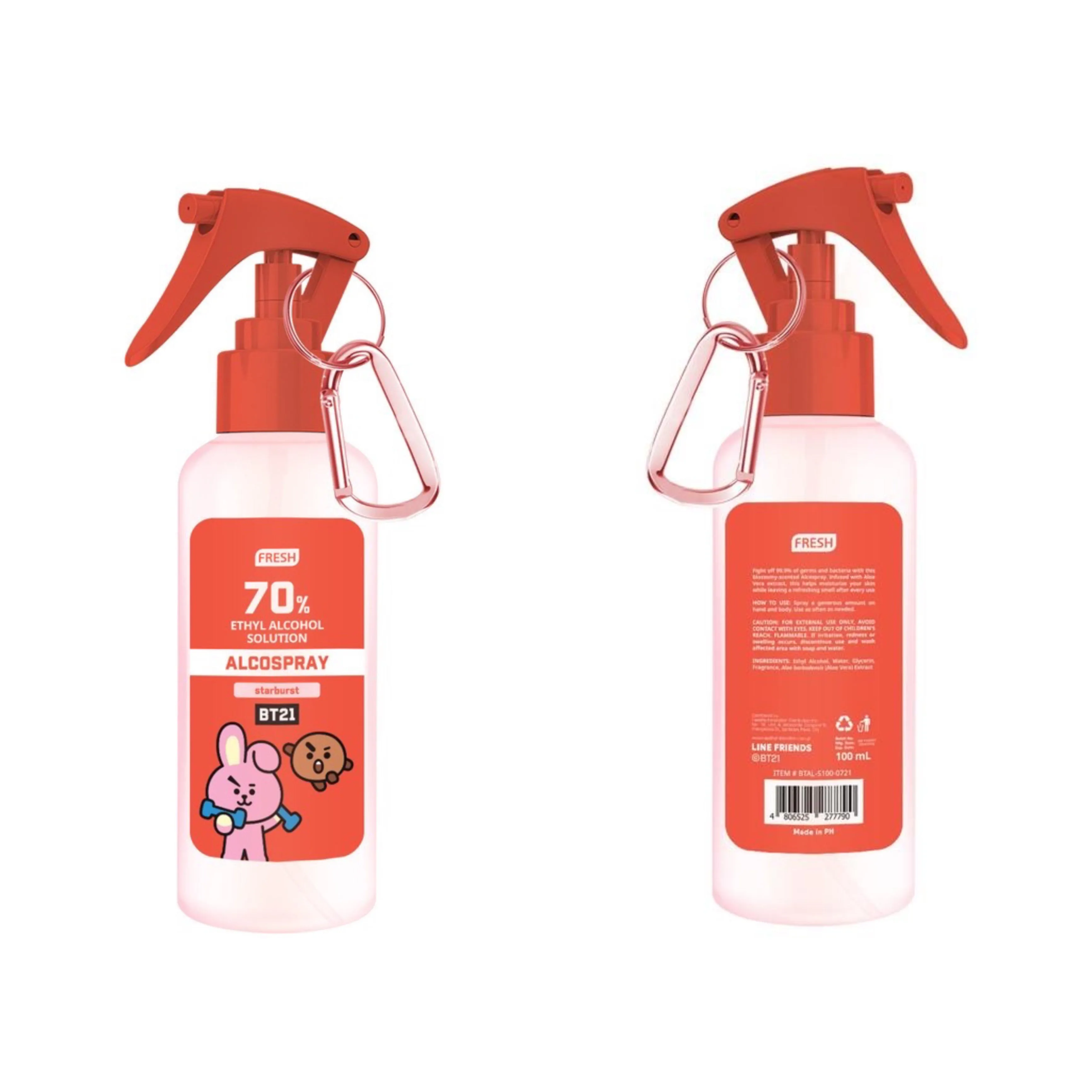 Fresh BT21 70% Ethyl Alcohol Solution Alcospray with Keychain 100m
