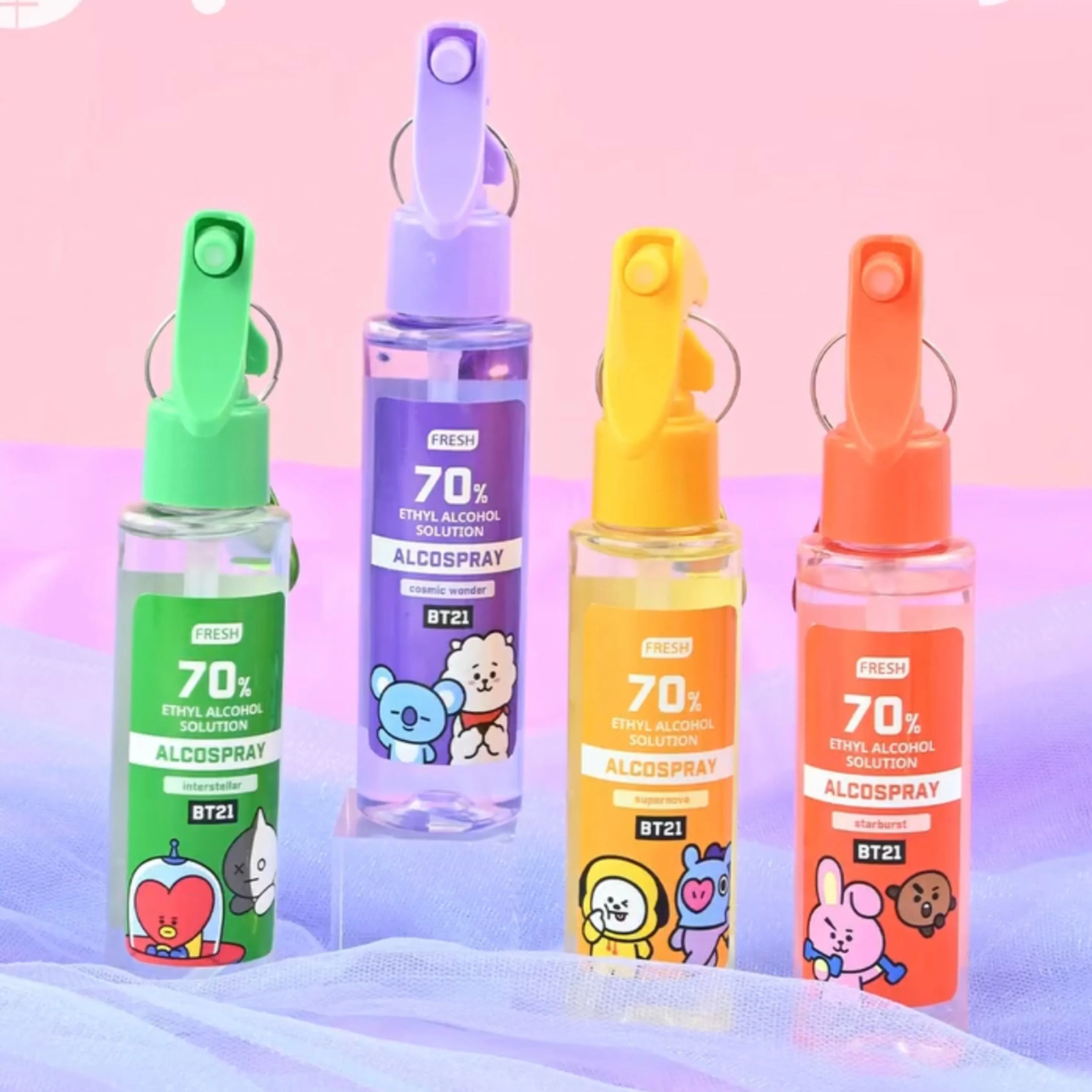 Fresh BT21 70% Ethyl Alcohol Solution Alcospray with Keychain 100m