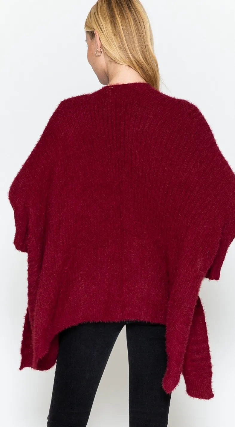Fresh For Fall Sweater Kimono - Burgundy