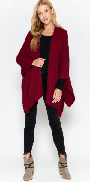 Fresh For Fall Sweater Kimono - Burgundy