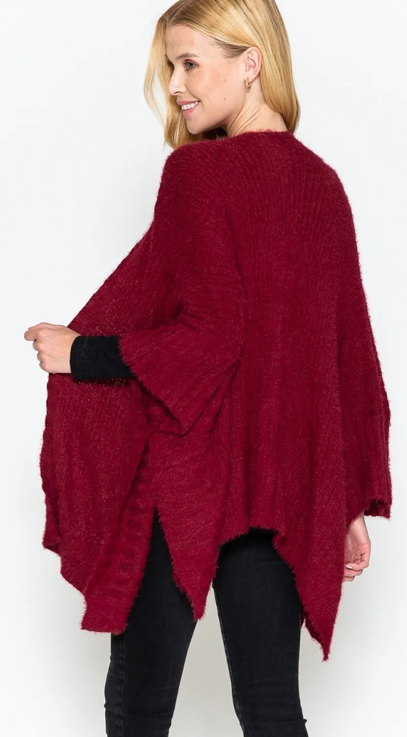 Fresh For Fall Sweater Kimono - Burgundy