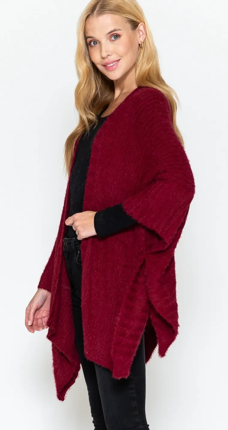 Fresh For Fall Sweater Kimono - Burgundy
