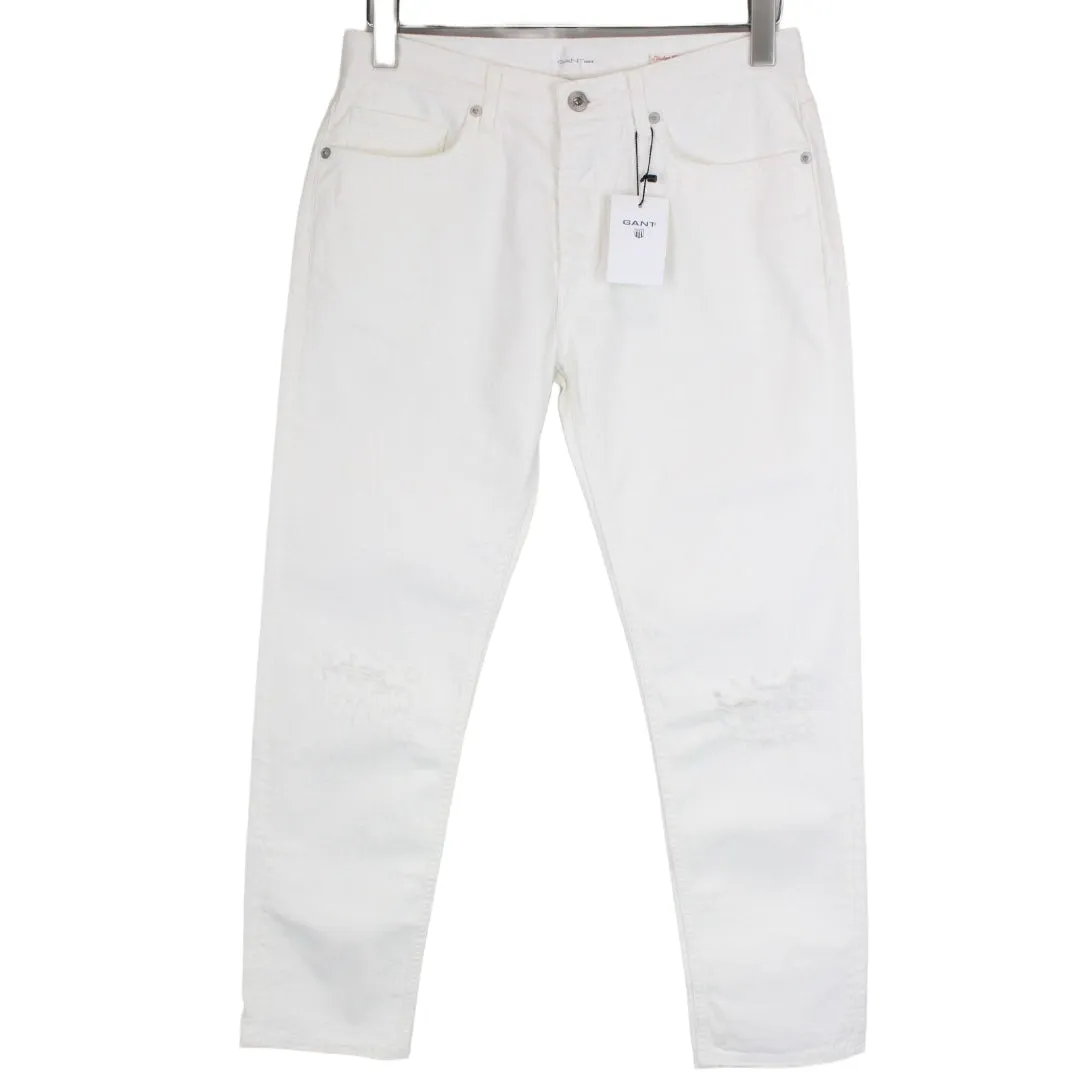 GANT RUGGER Women's Off White Slacker Jeans 410158 $195 NWT