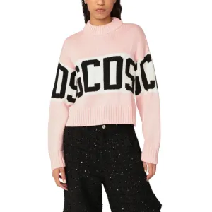GCDS Wool Logo Band Boxy Sweater Pink