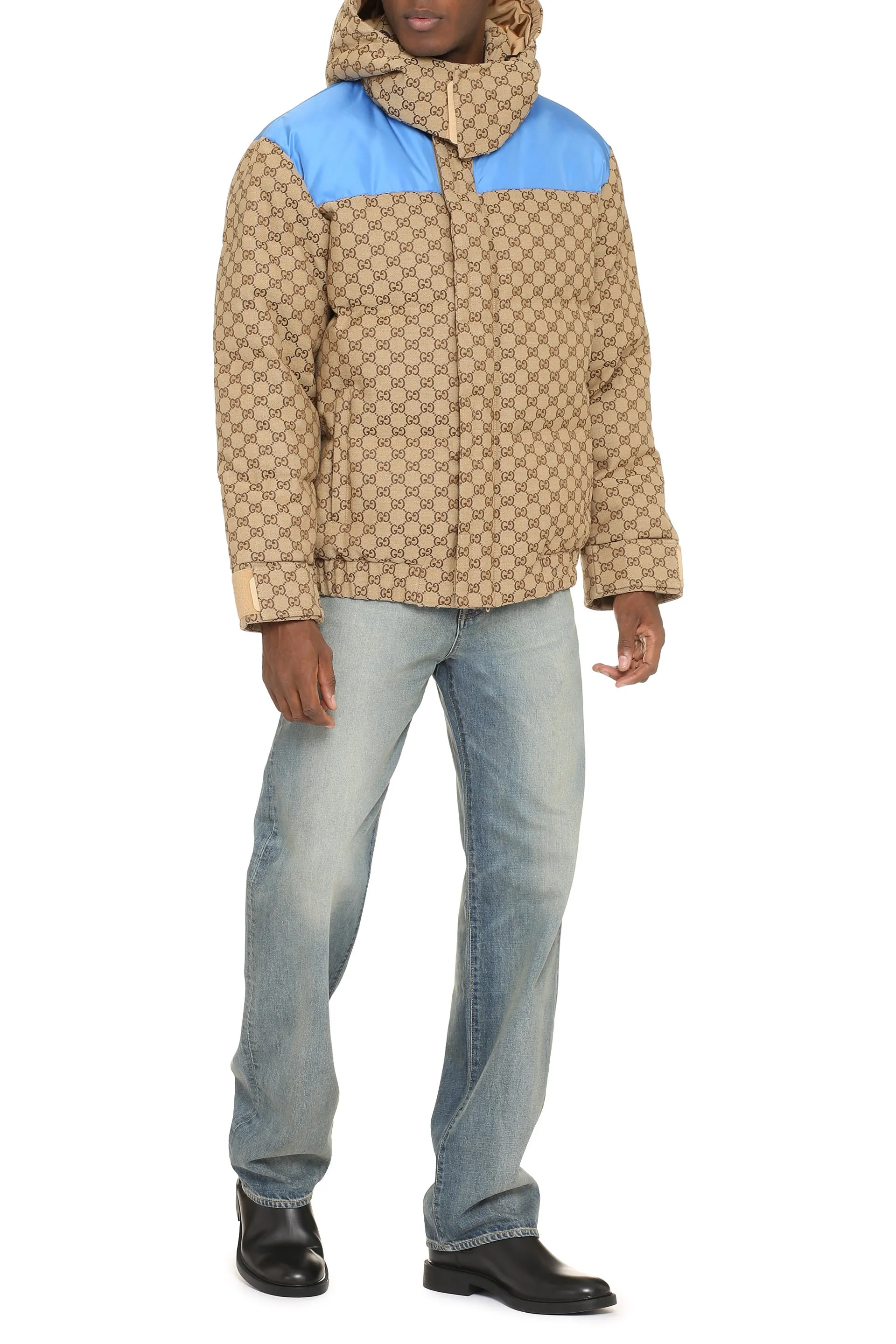 GG fabric down jacket