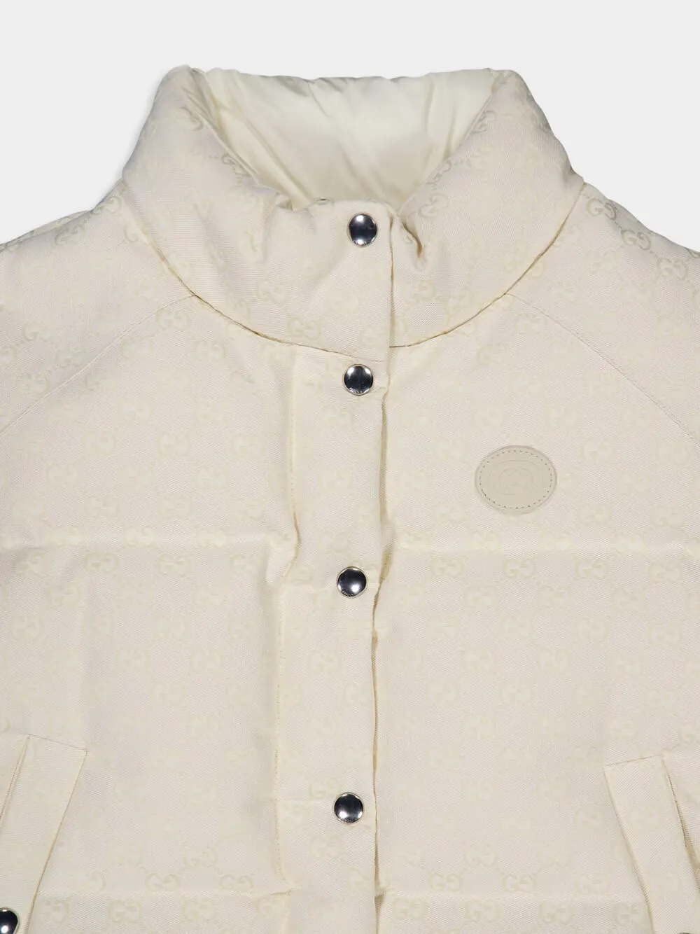 GG-Pattern Canvas Puffer Vest