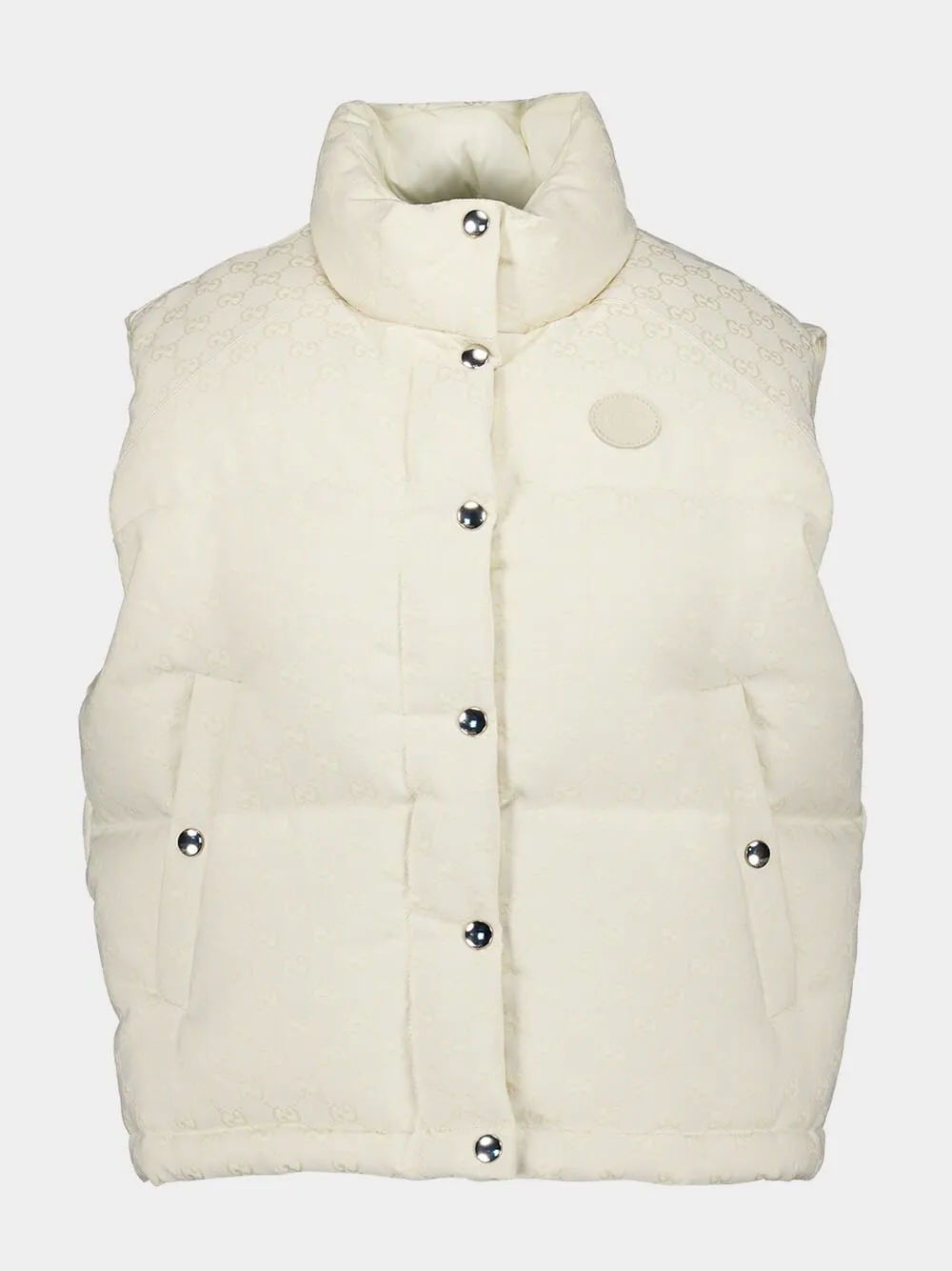 GG-Pattern Canvas Puffer Vest