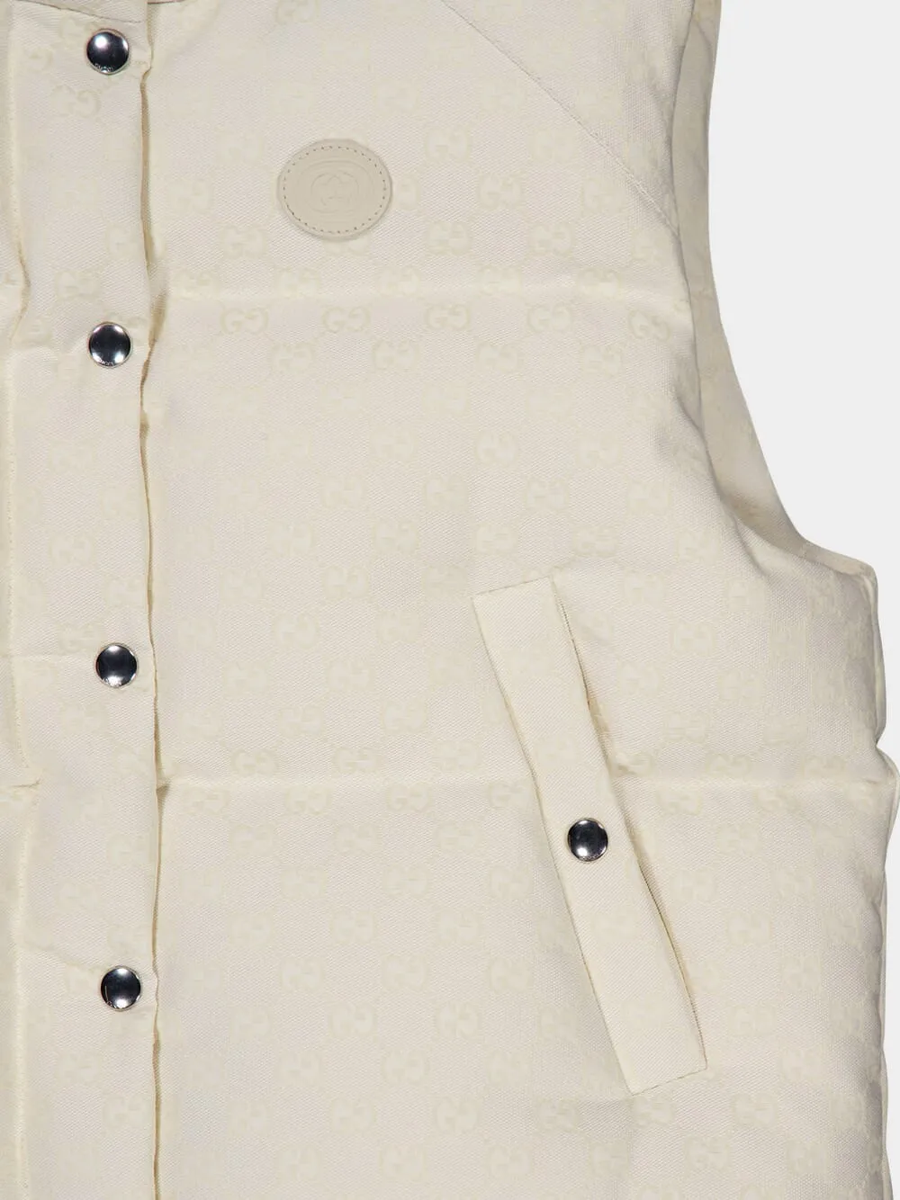 GG-Pattern Canvas Puffer Vest