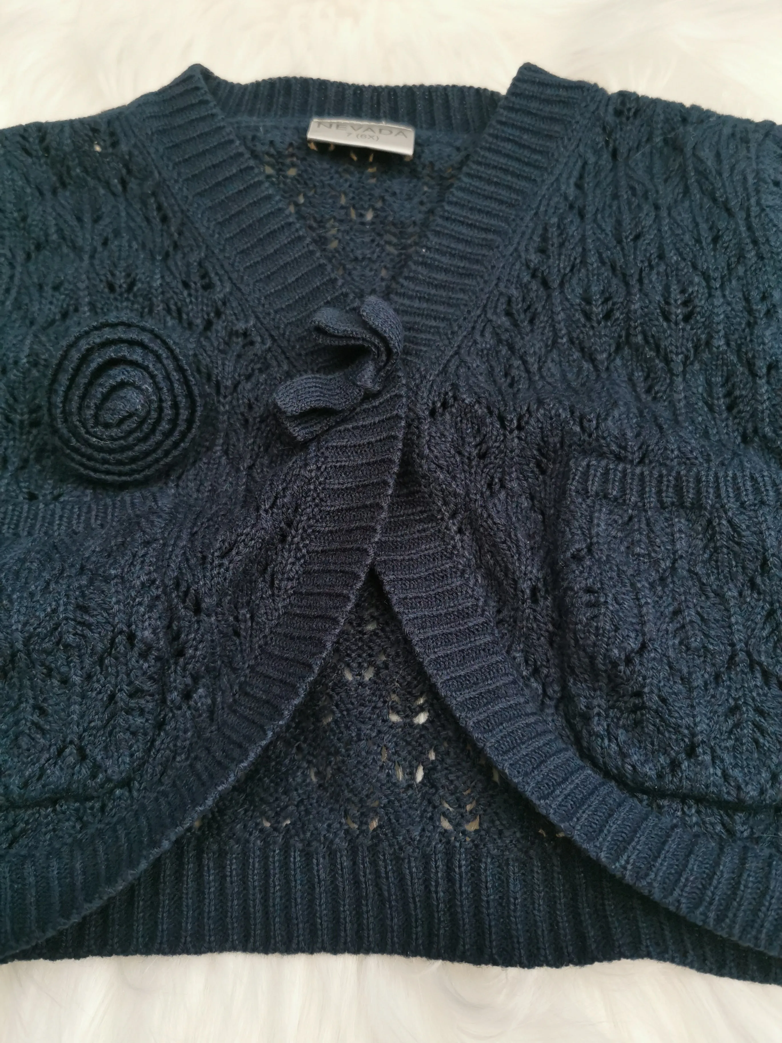 GIRL SIZE 6X / 7 YEARS - NEVADA, Soft Knit Shrug, Navy EUC B32