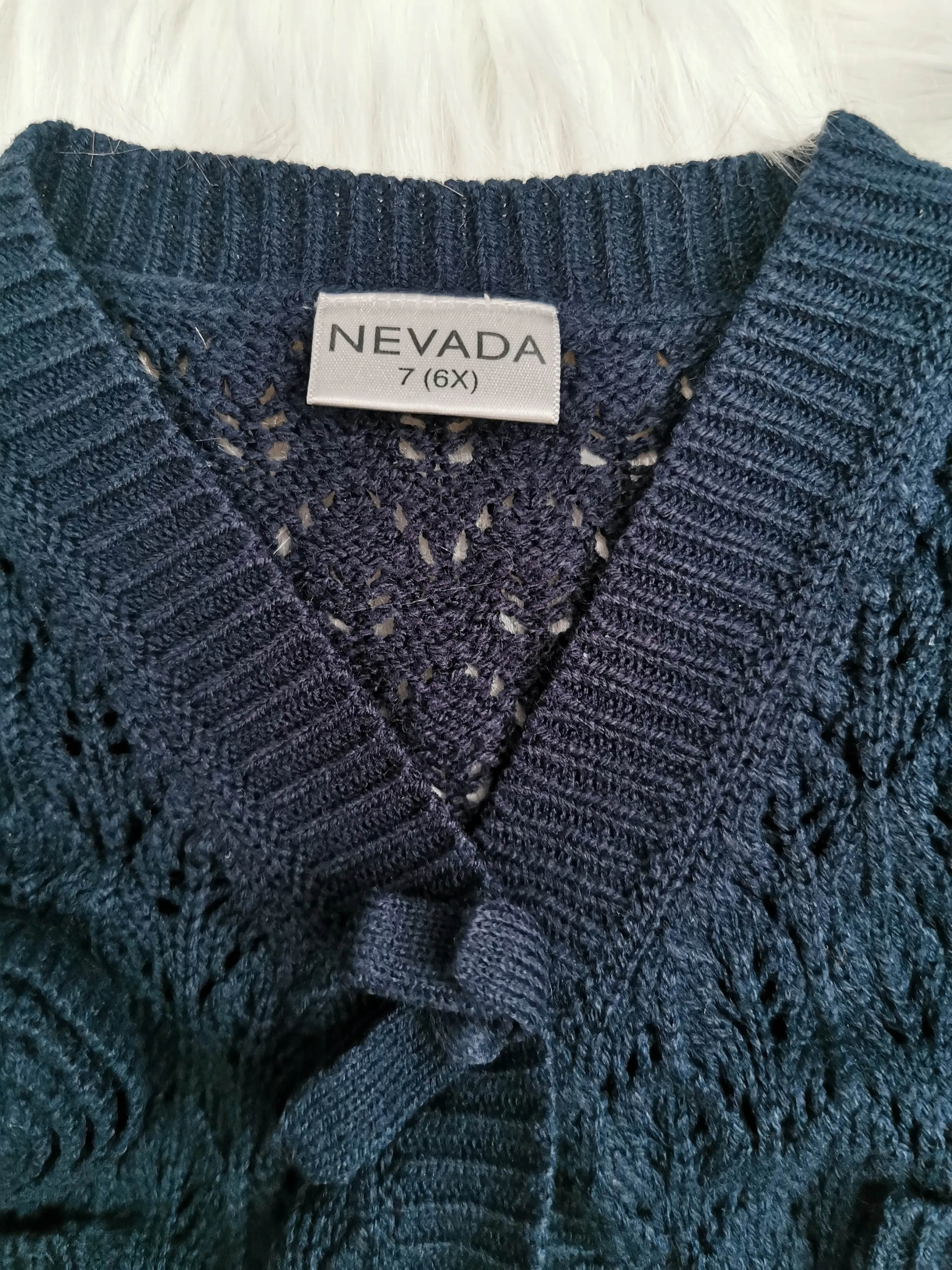 GIRL SIZE 6X / 7 YEARS - NEVADA, Soft Knit Shrug, Navy EUC B32
