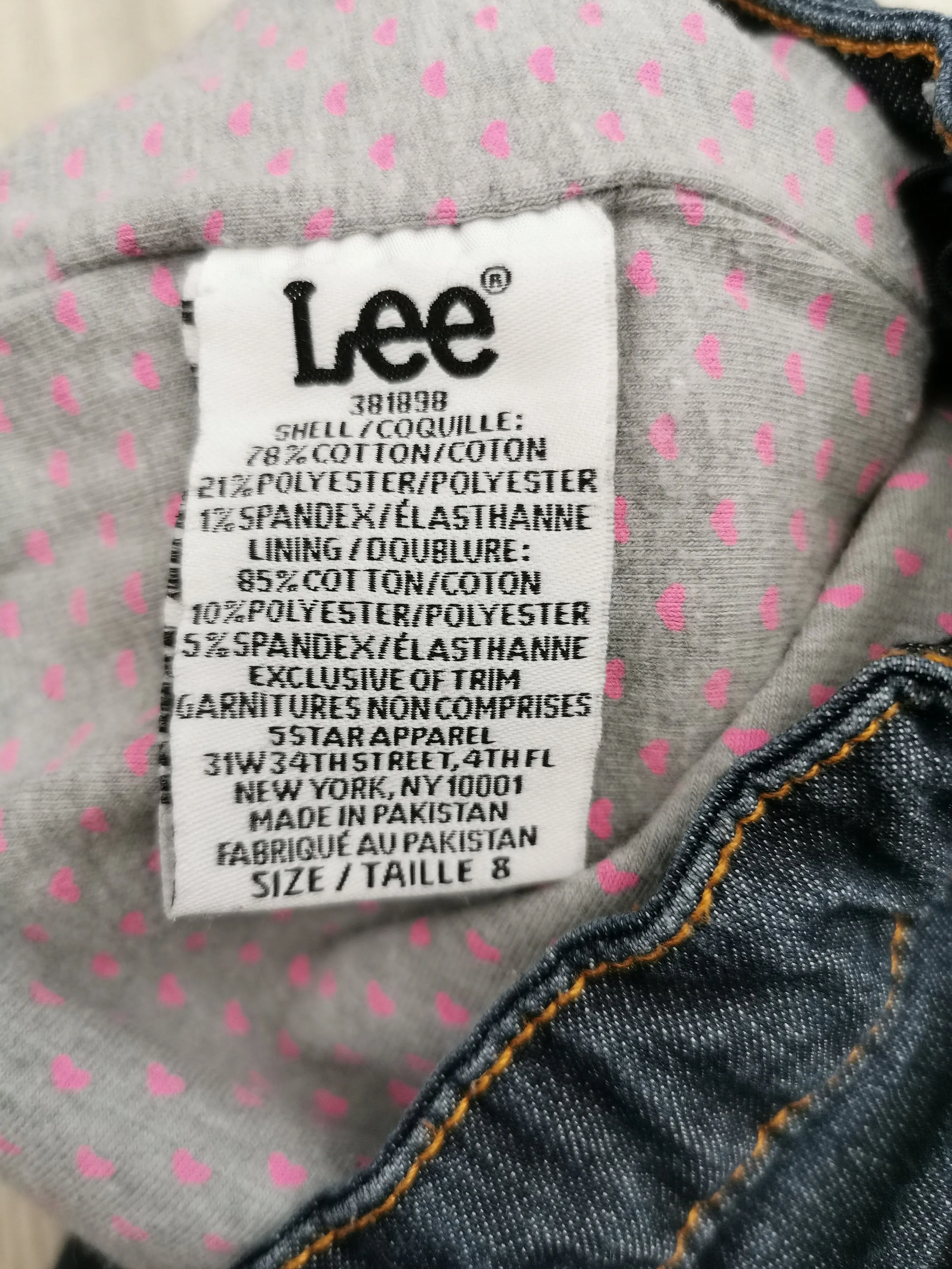 GIRL SIZE 8 YEARS - LEE Jeans, Cotton Lined Straight Jeans EUC B42