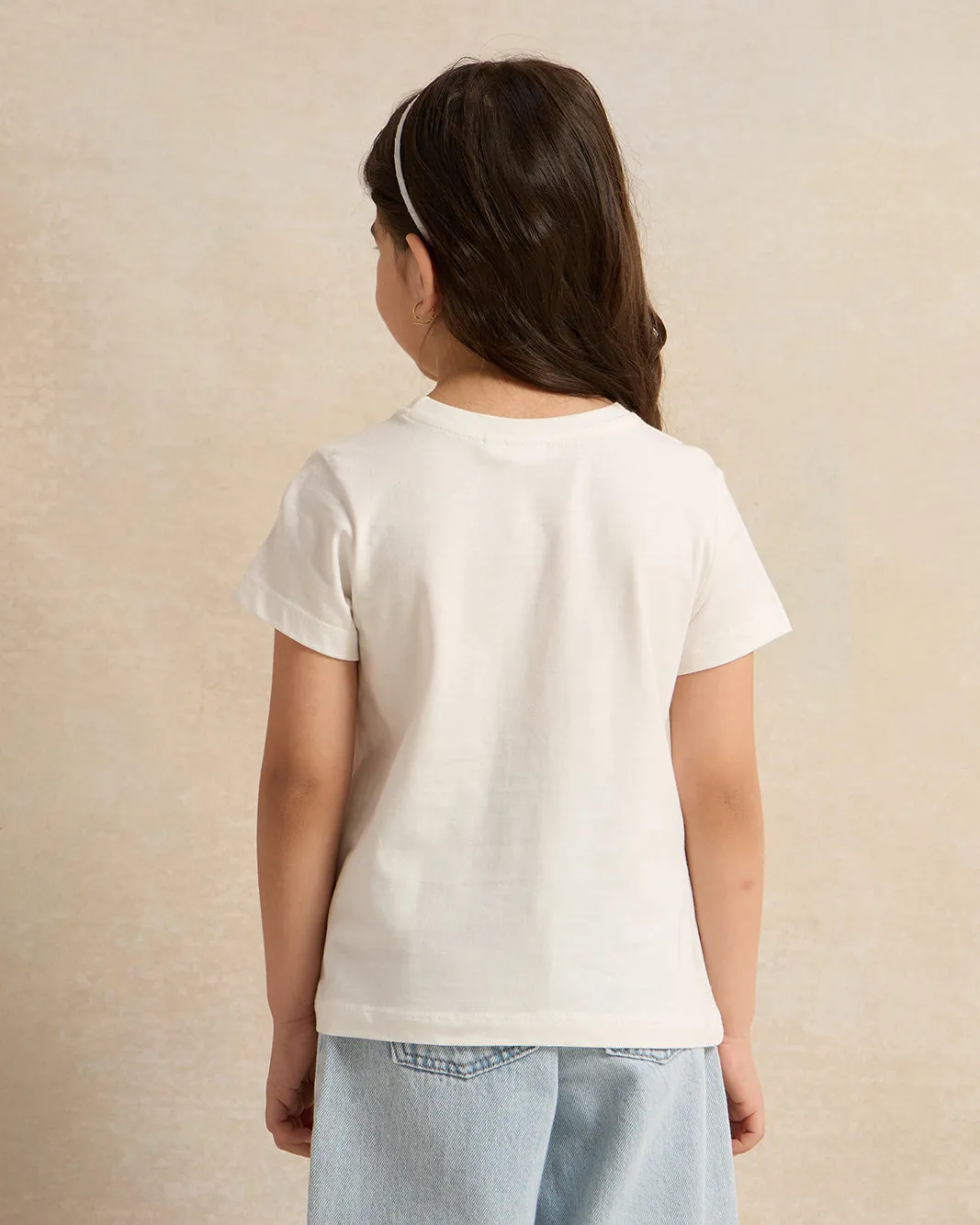 Girls Pink And White Printed T-Shirt Set (Pack of 2)