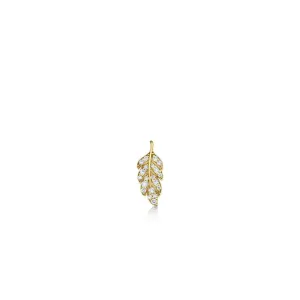 Gold & Diamond Small Feather Stud