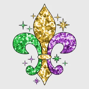 Golden Fleur-de-Lis Mardi Gras Transfer