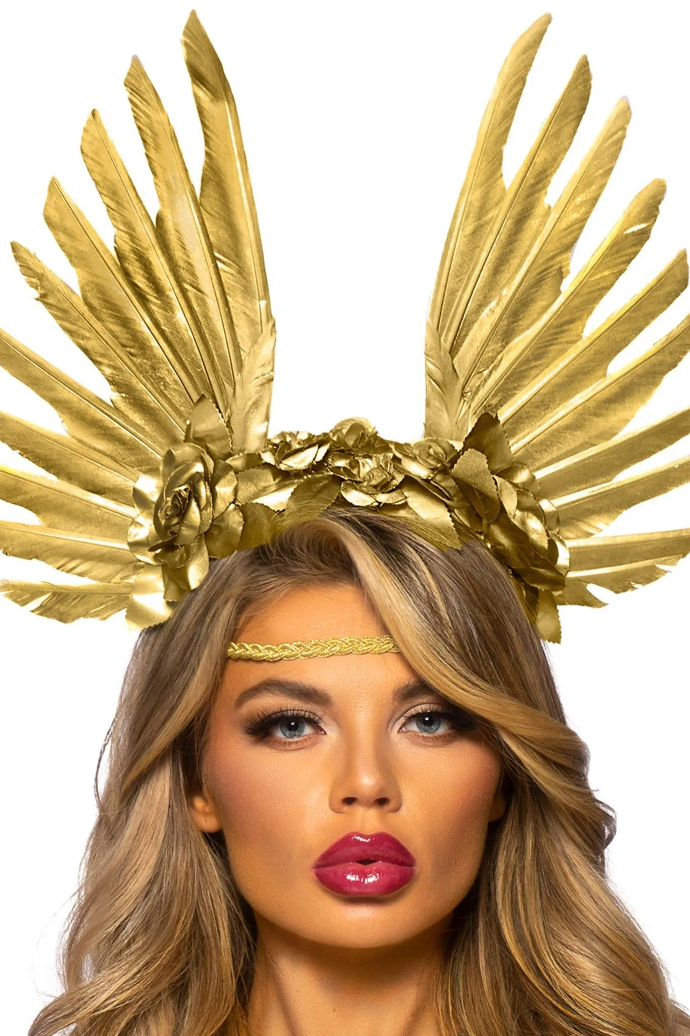 Golden Goddess Floral And Feather Headband