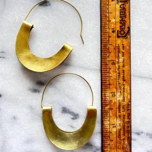 Goldtone Round Edge Statement Earrings