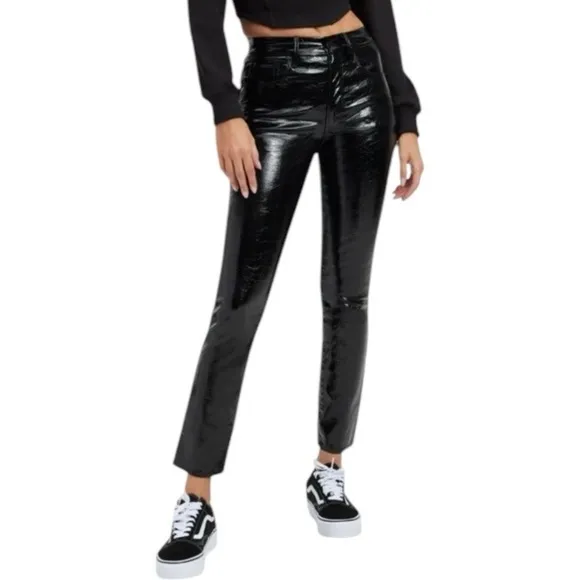 GOOD AMERICAN Faux Leather Jeans! Retail $175.
