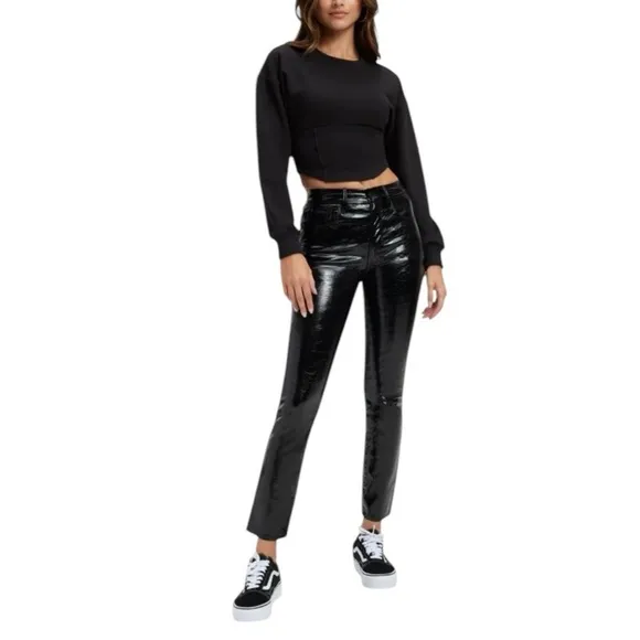 GOOD AMERICAN Faux Leather Jeans! Retail $175.