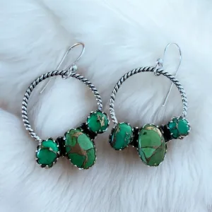 Green Mojave Turquoise Solid 925 Sterling Silver Earrings