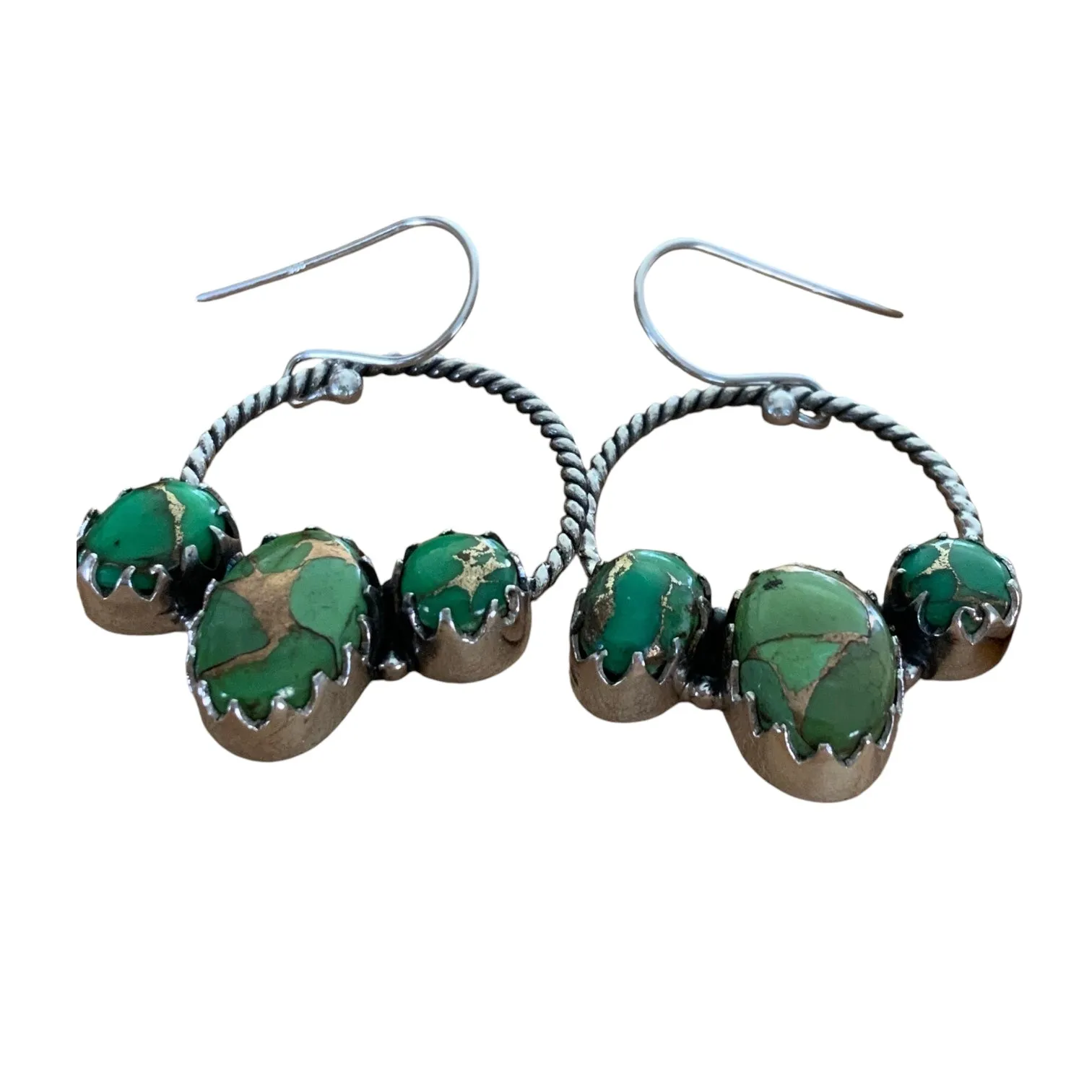 Green Mojave Turquoise Solid 925 Sterling Silver Earrings