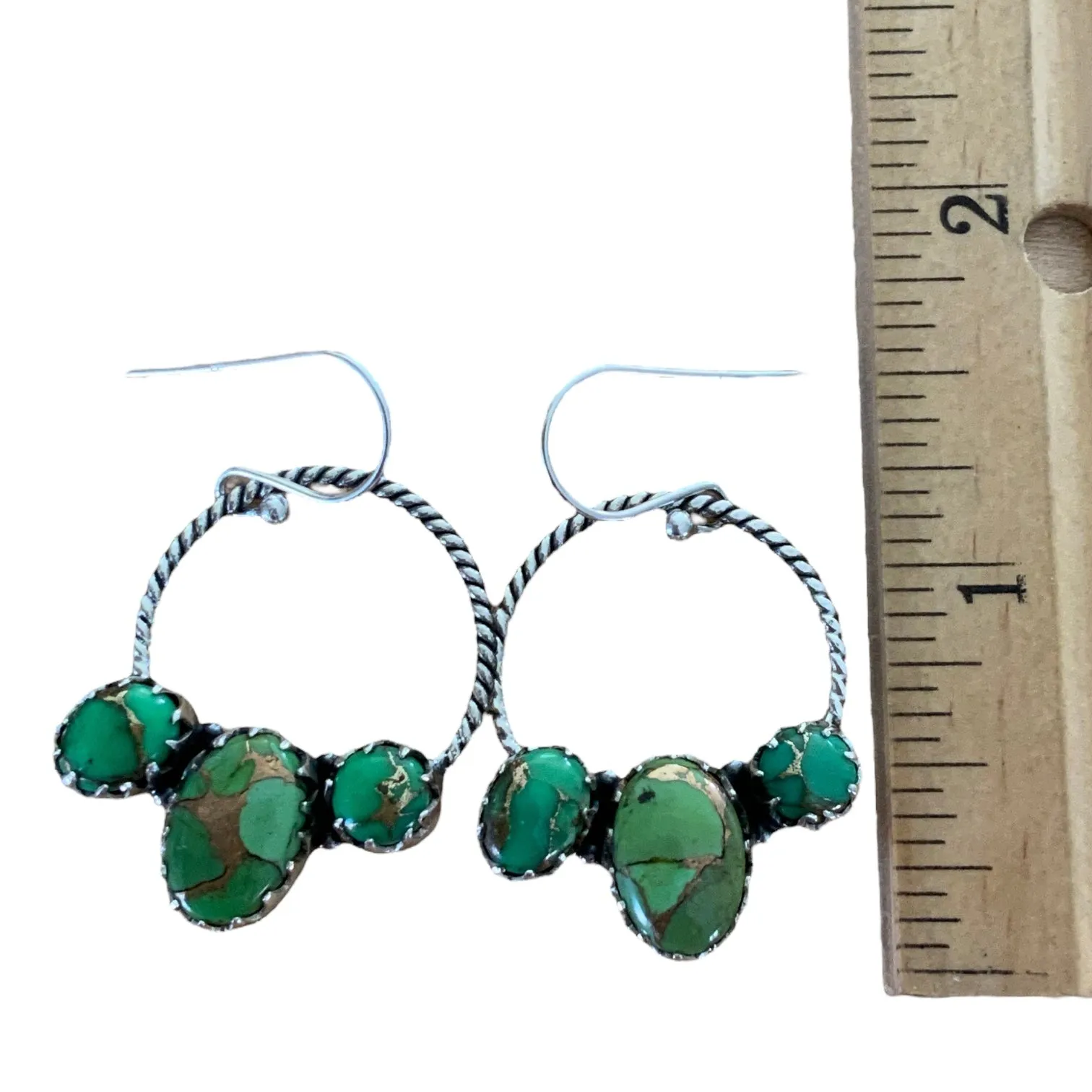 Green Mojave Turquoise Solid 925 Sterling Silver Earrings