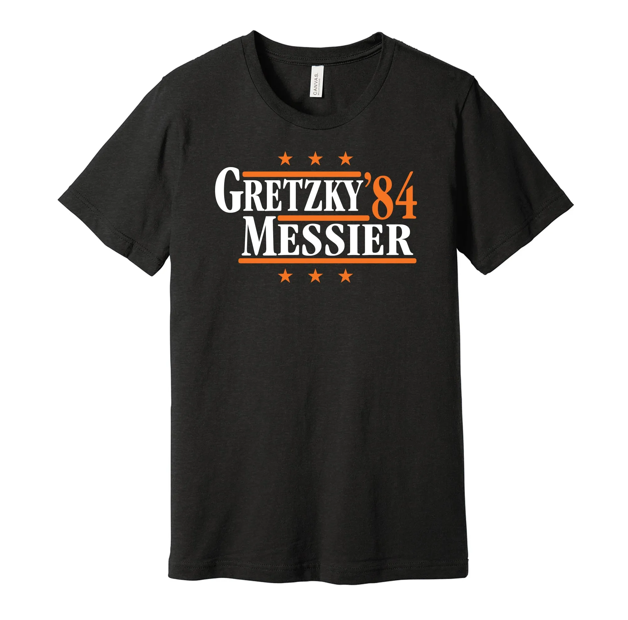 Gretzky & Messier '84 - Edmonton Legends Political Campaign Parody T-Shirt - Hyper Than Hype Shirts