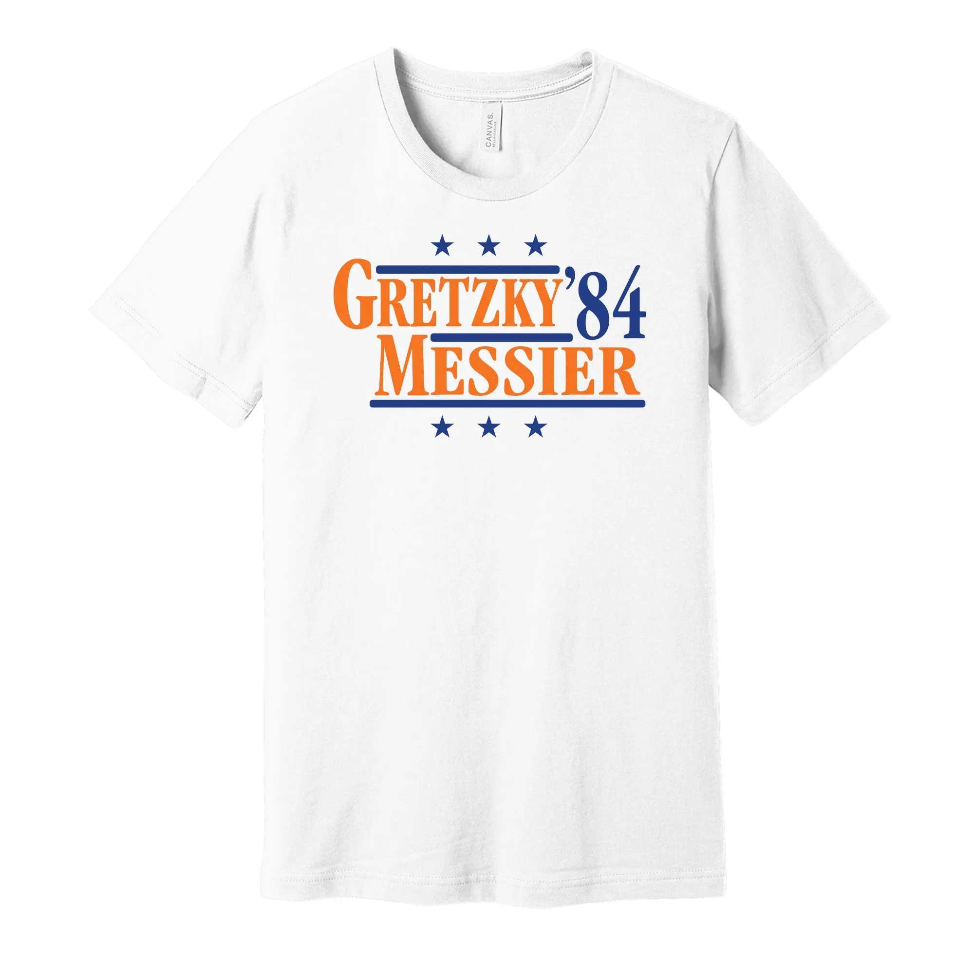 Gretzky & Messier '84 - Edmonton Legends Political Campaign Parody T-Shirt - Hyper Than Hype Shirts
