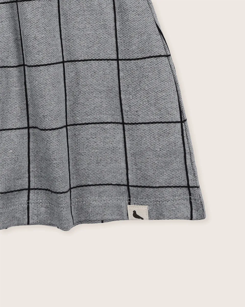 Grey Window Pane Check Print Skirt