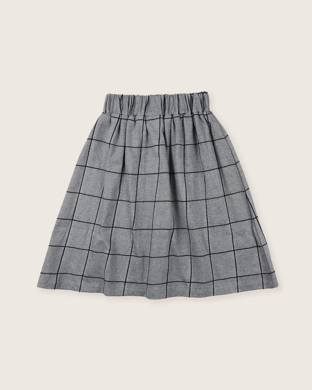Grey Window Pane Check Print Skirt
