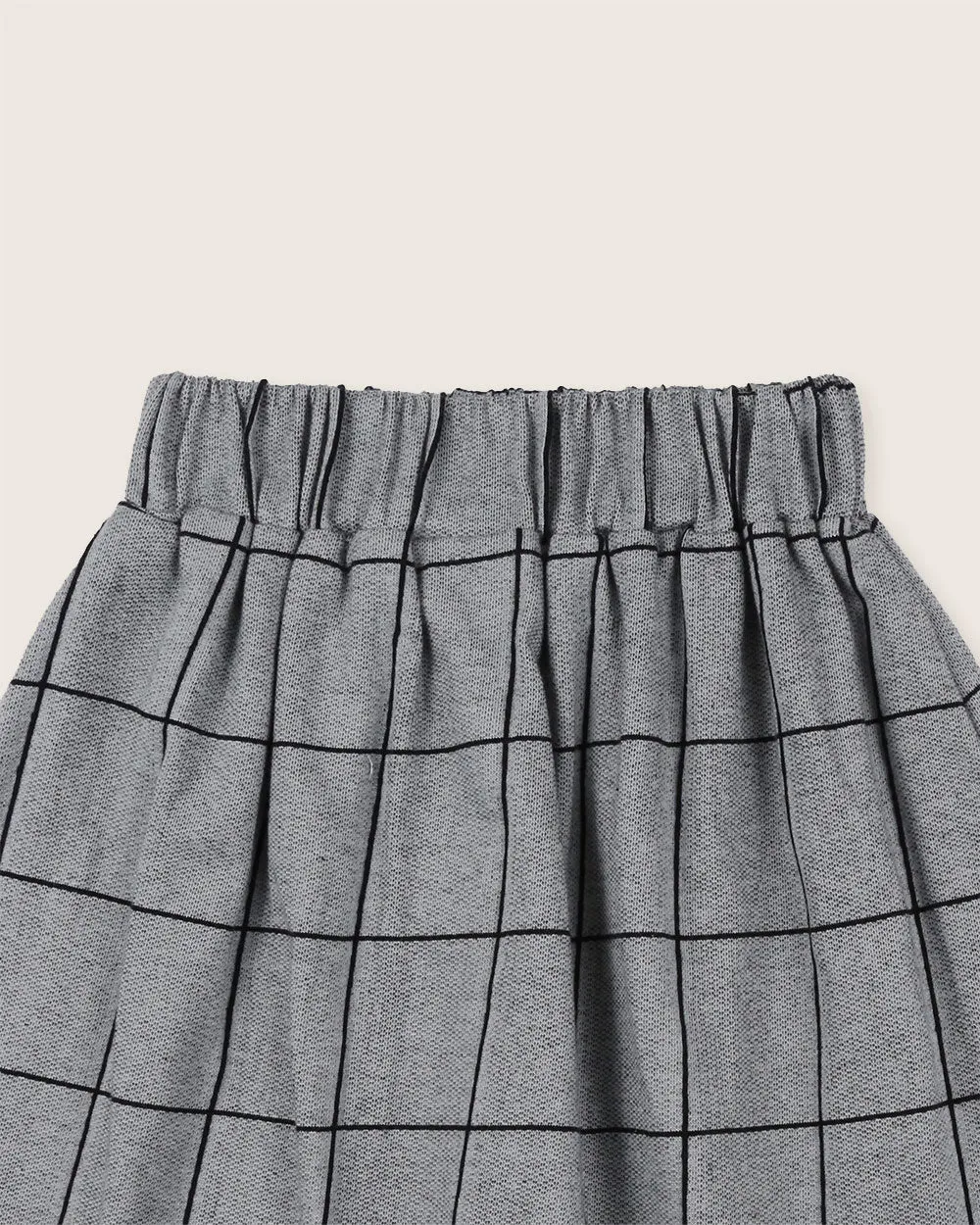 Grey Window Pane Check Print Skirt