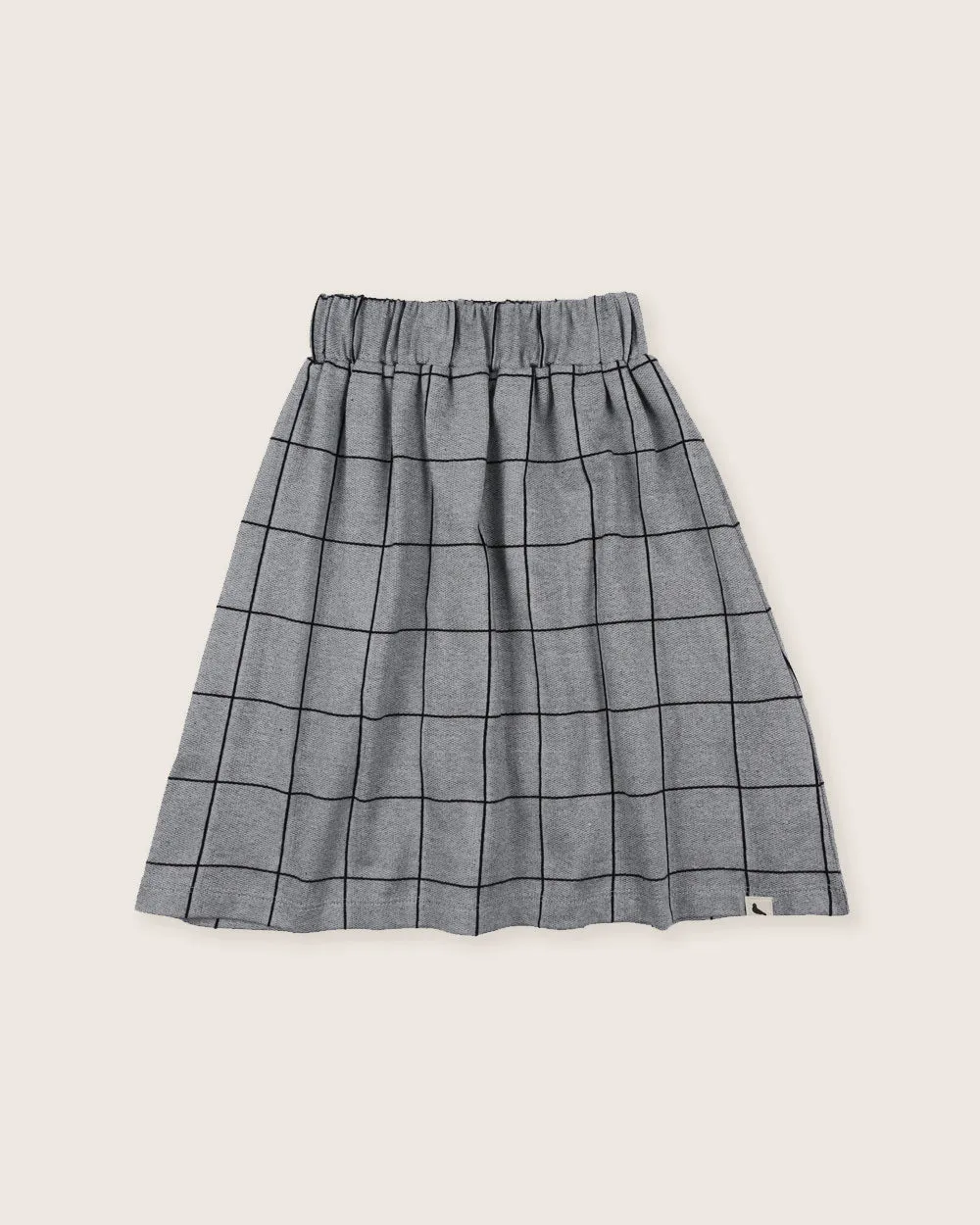 Grey Window Pane Check Print Skirt