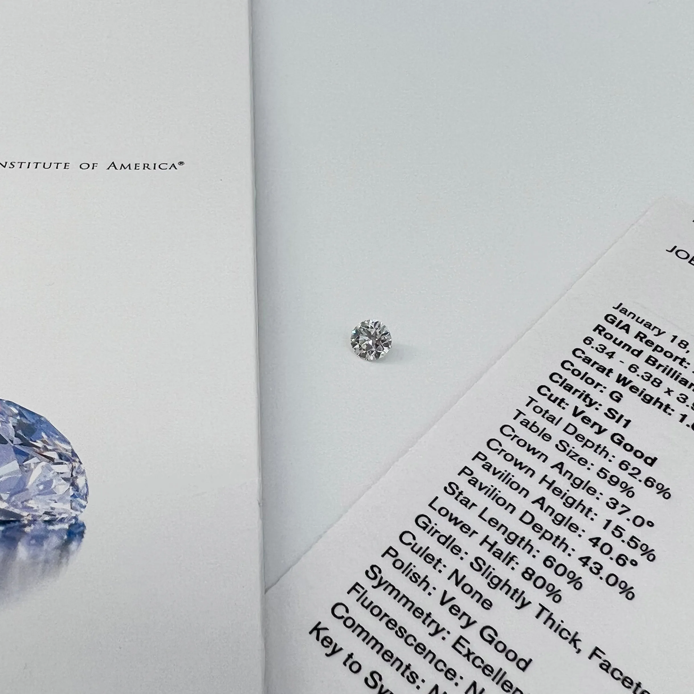 Guaranteed Authentic GIA Loose Diamond 1.02 Carat Natural Diamond 1.02/G/SI1 with GIA Certification