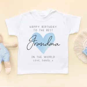 Happy Birthday Grandma Blue Heart Personalised Toddler & Kids T Shirt