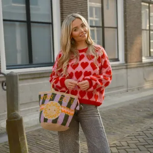 Hartjes trui roze rood