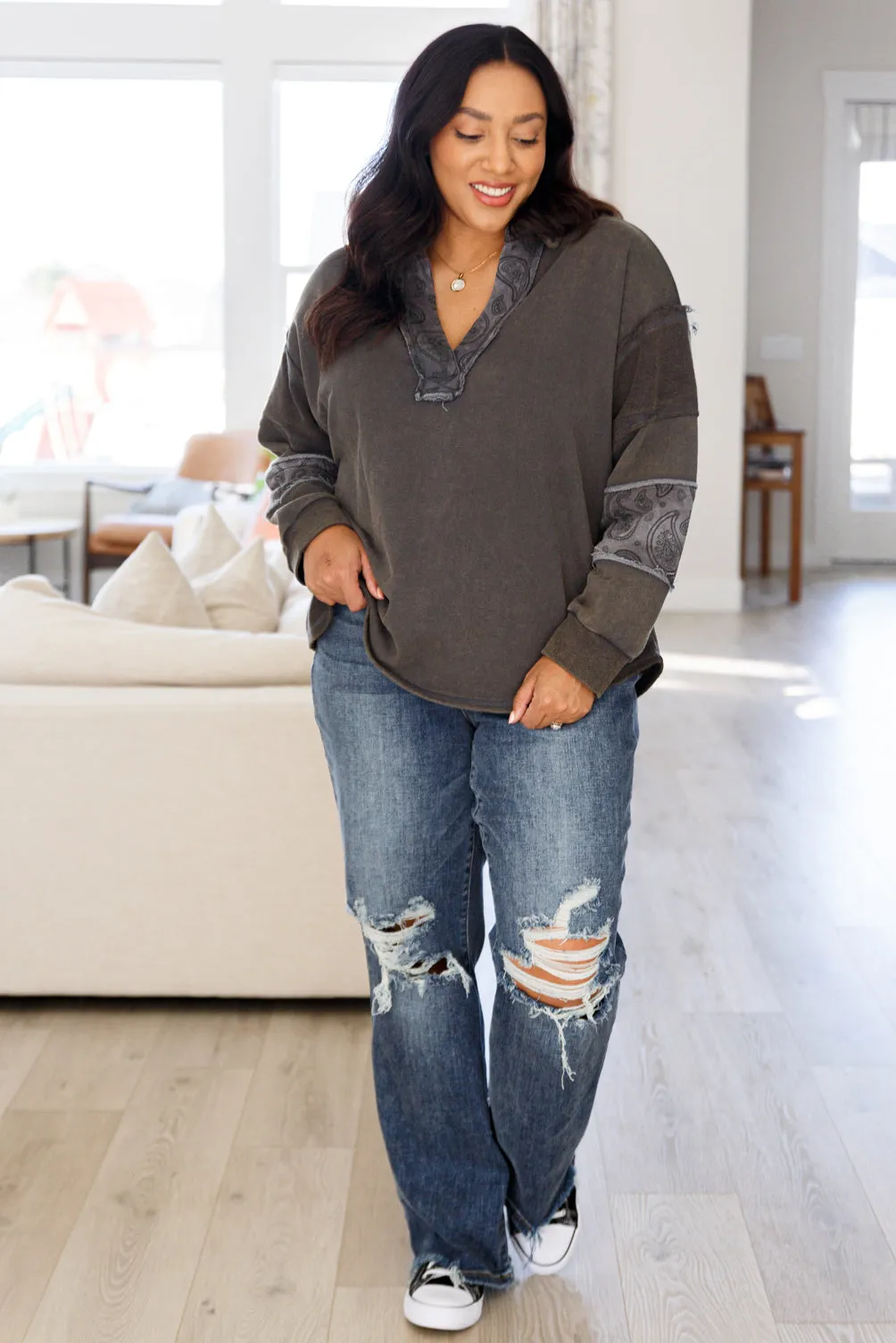 Hazel Blues® |  Moonstone Mineral Wash Pullover