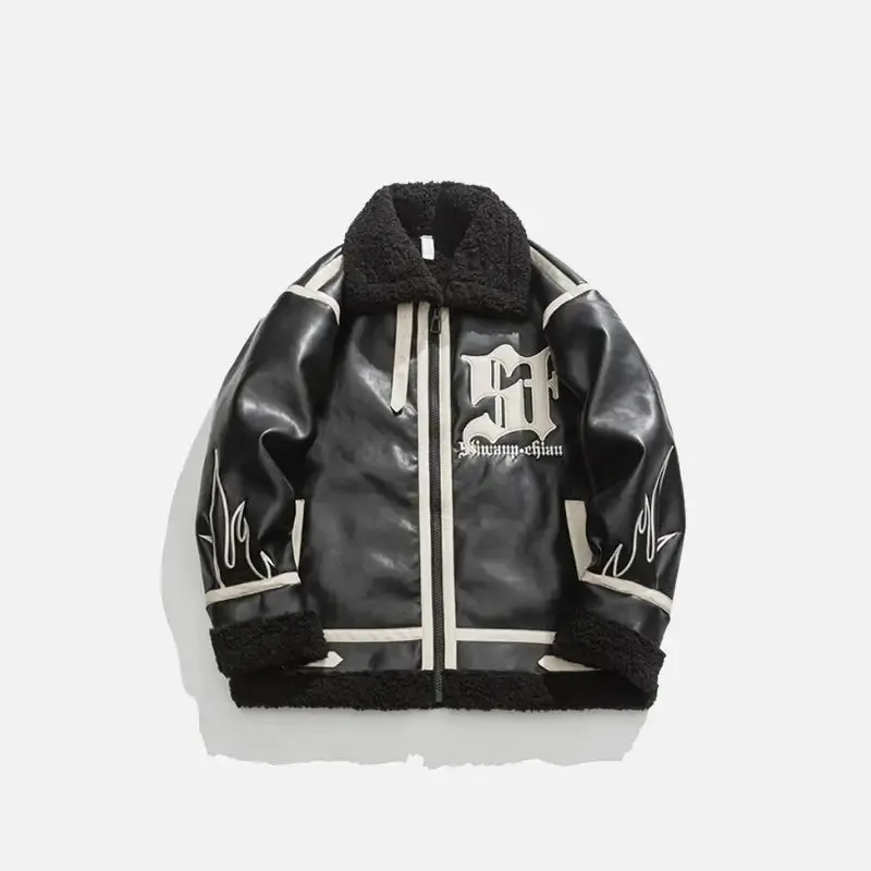 Heated Leather and Fur Jacket from the Y2K Streetwear Collection