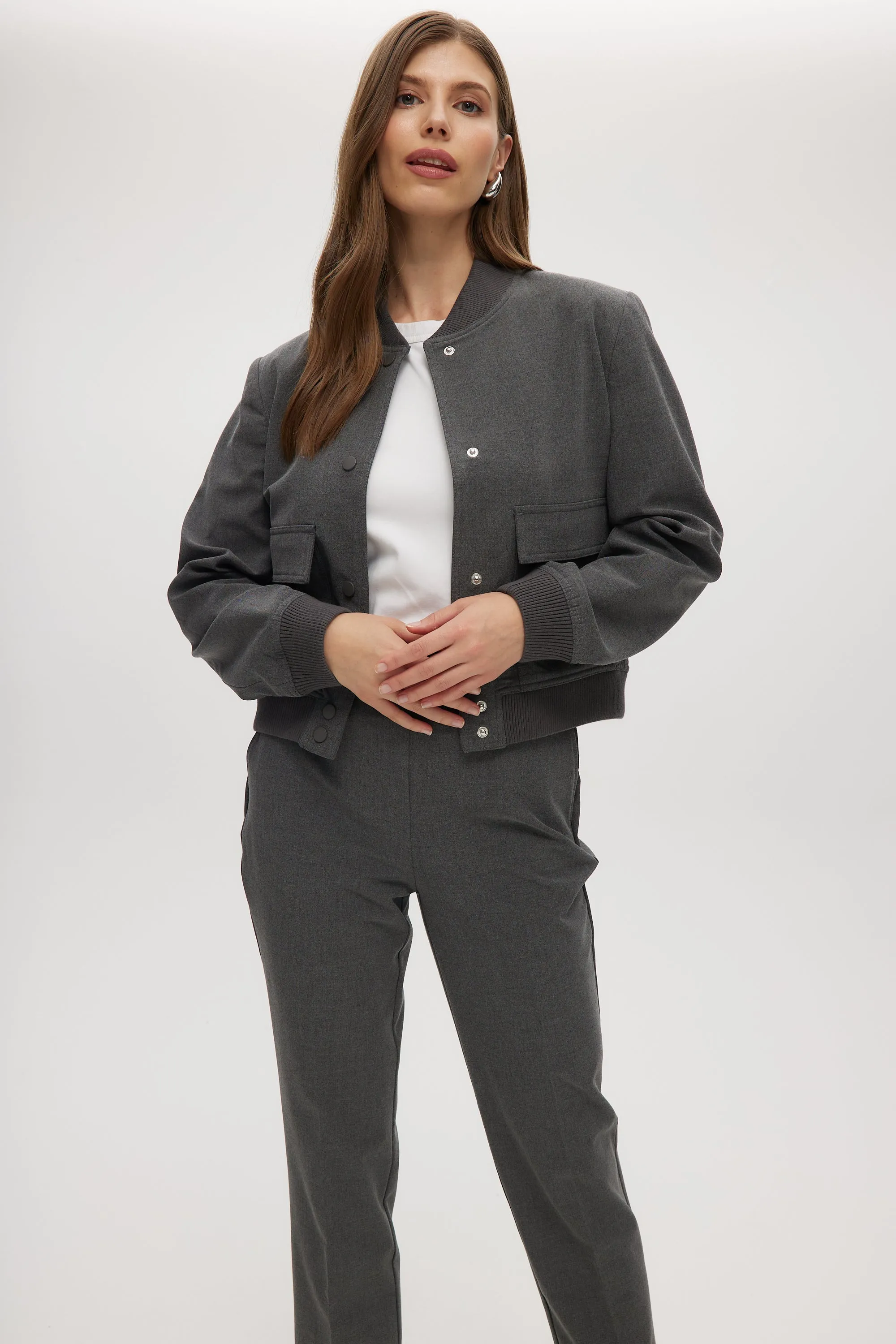 HEATHER GREY BOXY FIT JACKET