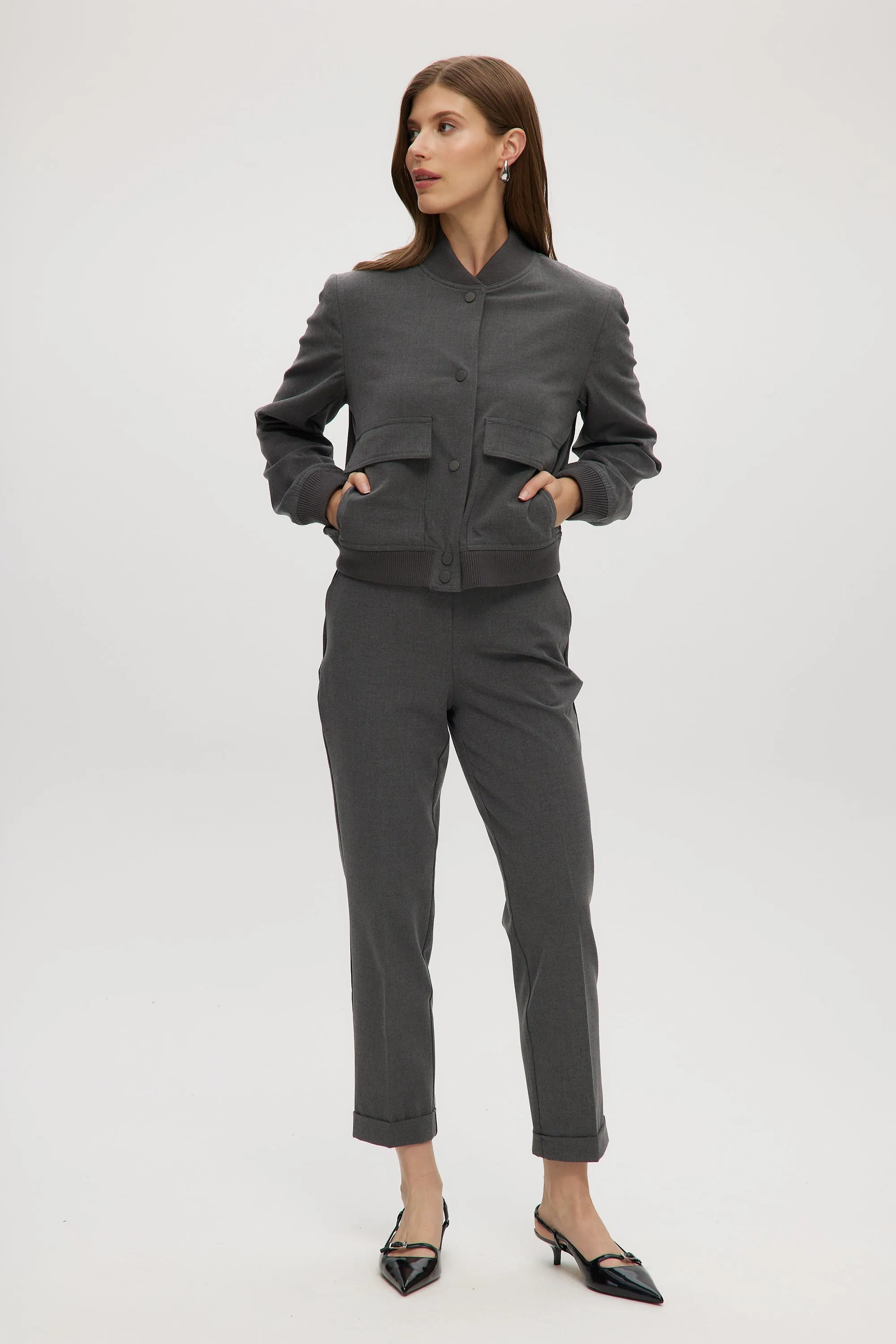 HEATHER GREY BOXY FIT JACKET