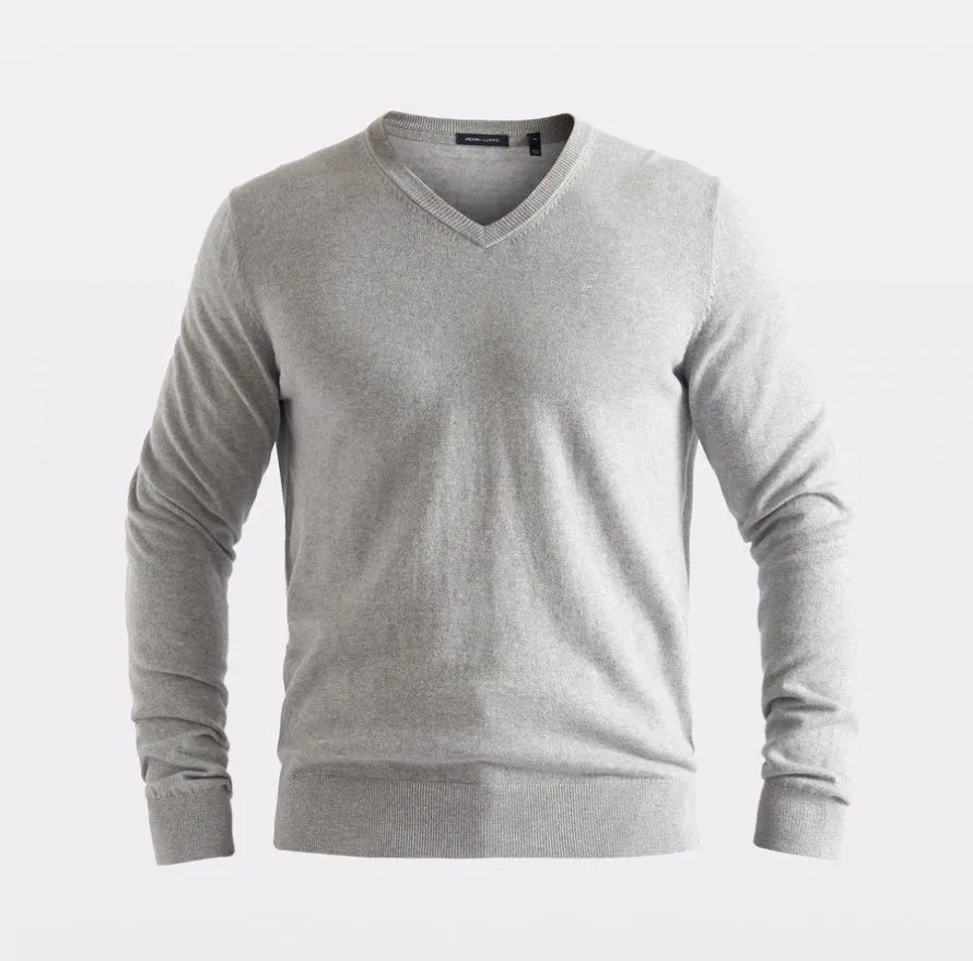 HENRI LLOYD COWES V-NECK KNIT - GREY MELANGE
