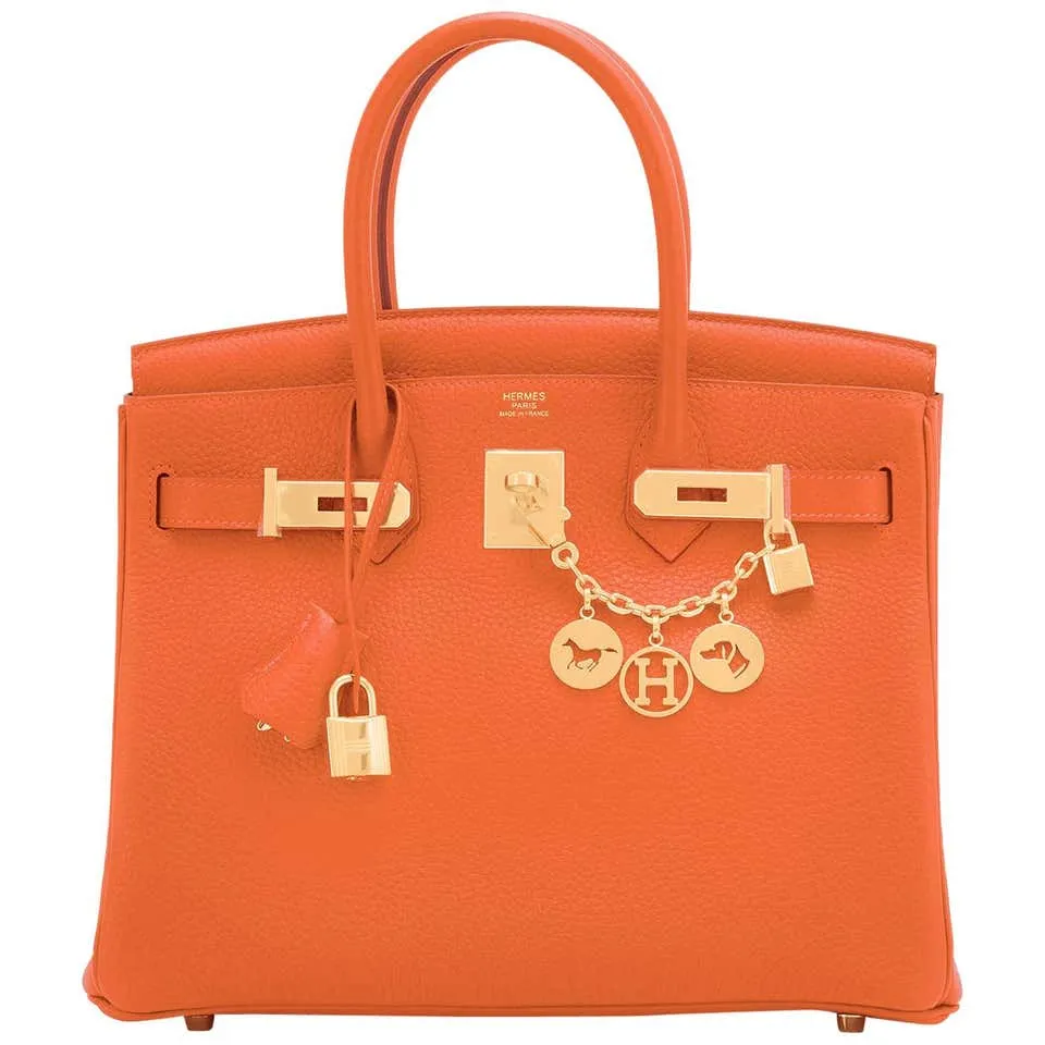 Hermes Feu Orange Birkin 30cm Gold Hardware Y Stamp, 2020