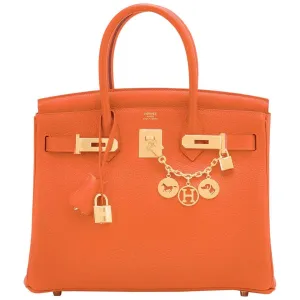 Hermes Feu Orange Birkin 30cm Gold Hardware Y Stamp, 2020