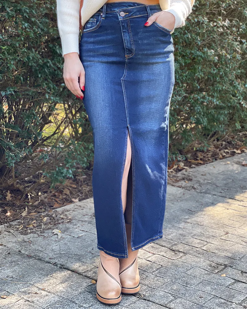 High Rise Crossover Maxi Skirt