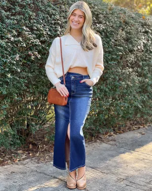High Rise Crossover Maxi Skirt