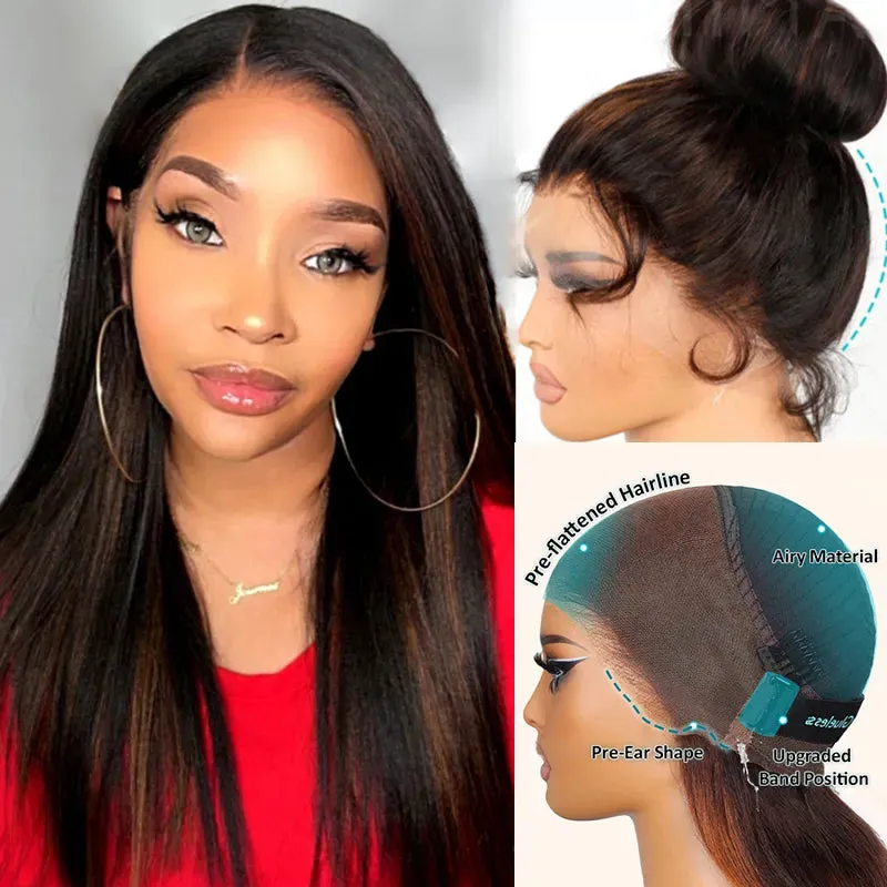 Highlight Straight Invisi Strap Cozy Snug Fit 360 Skin Lace Pre Everthing 360 Lace Glueless Human Hair Wig