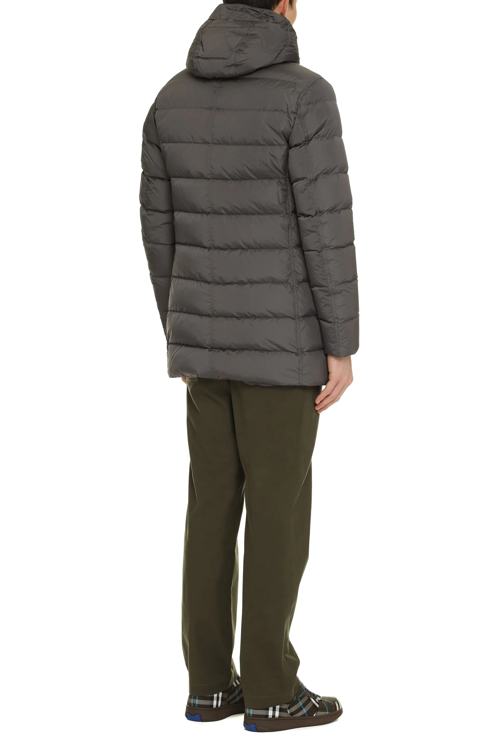 Hooded nylon down jacket