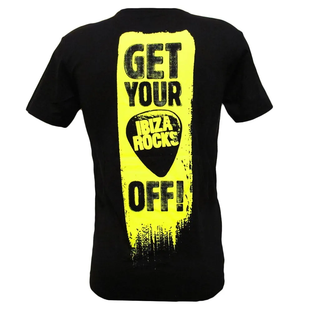 Ibiza Rocks Plec Off Slogan Men's Black T-Shirt