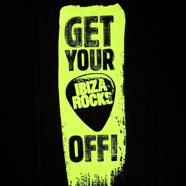 Ibiza Rocks Plec Off Slogan Men's Black T-Shirt