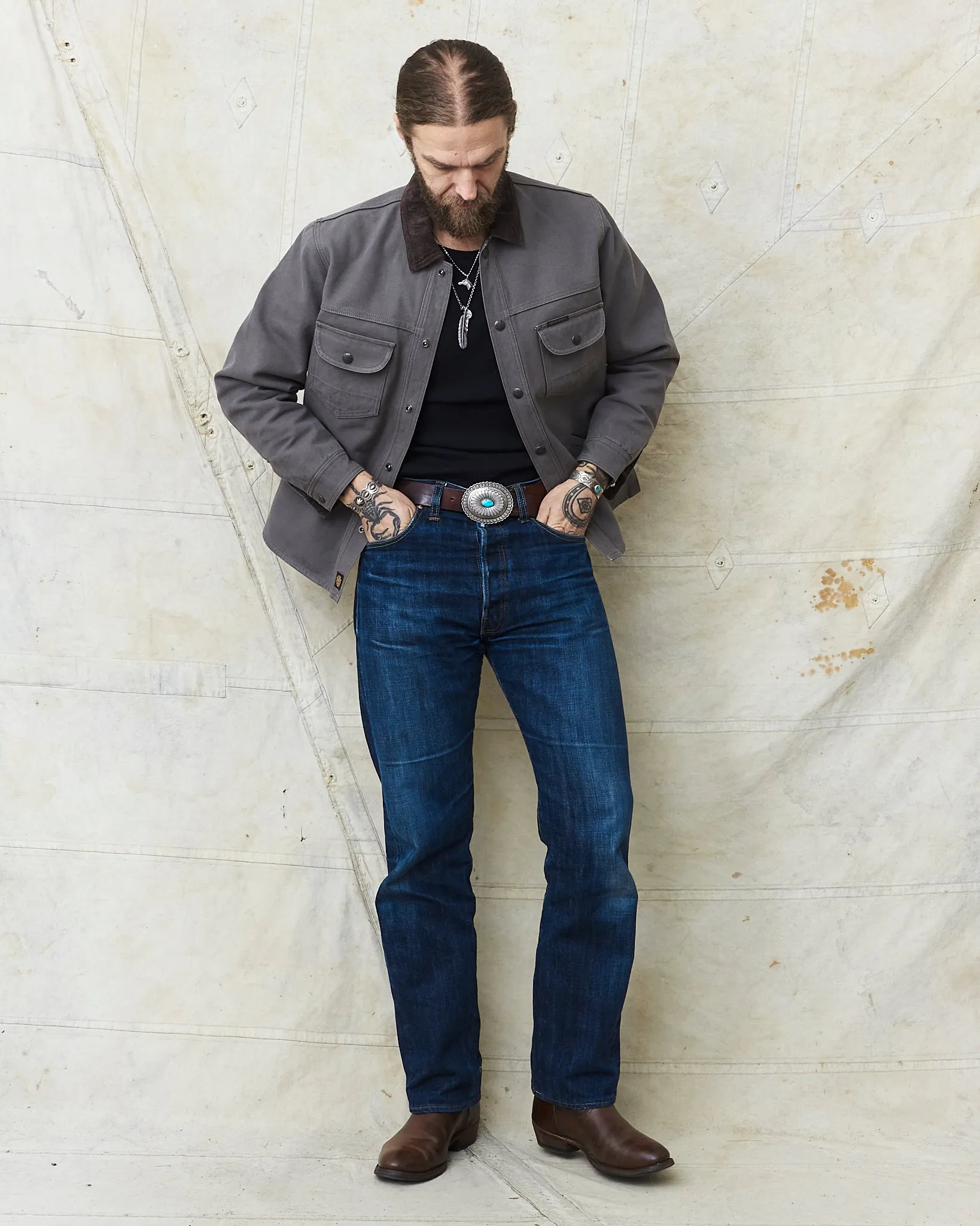 Indigofera Fargo Rider Jacket Smithson Canvas Warm Gray