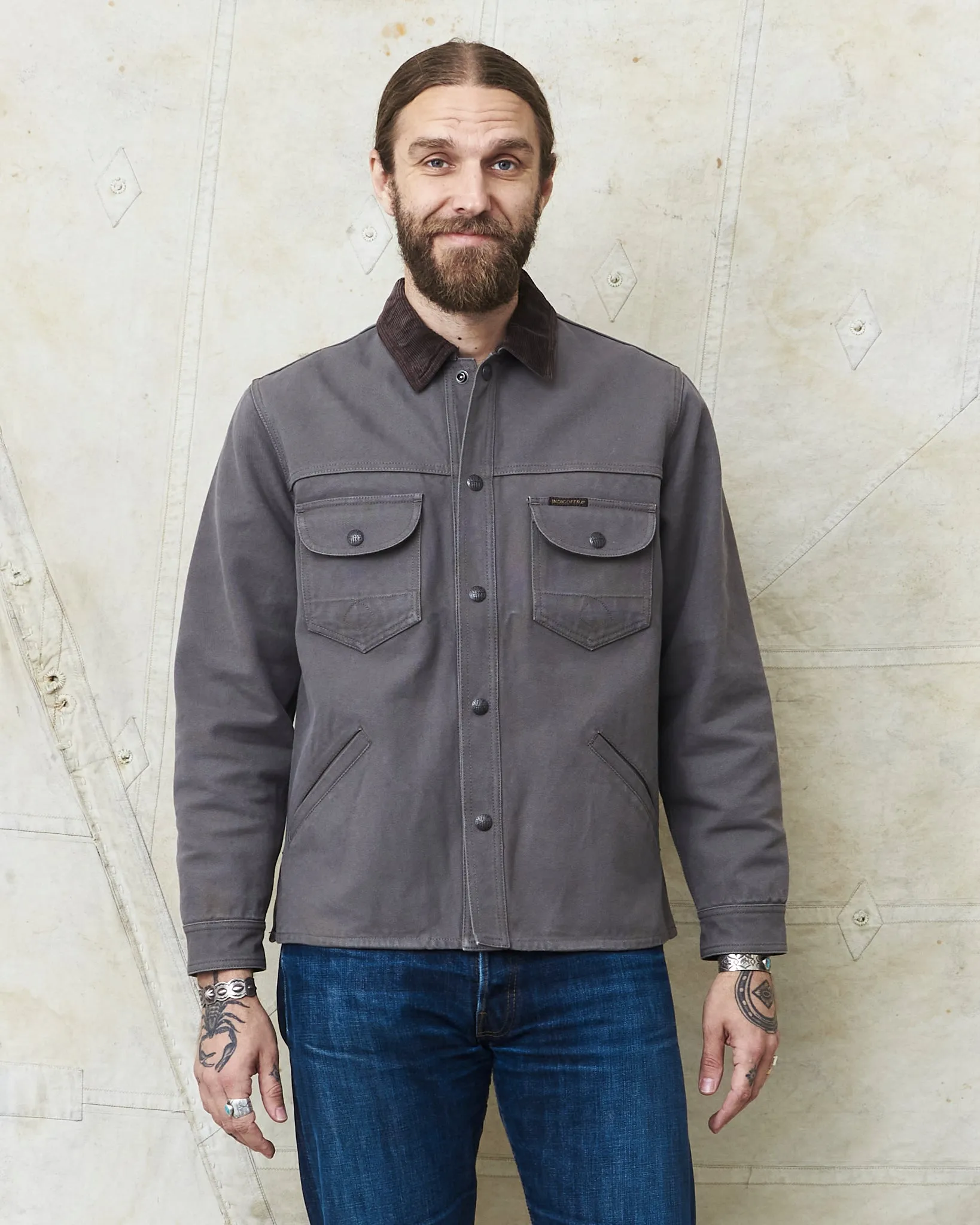 Indigofera Fargo Rider Jacket Smithson Canvas Warm Gray